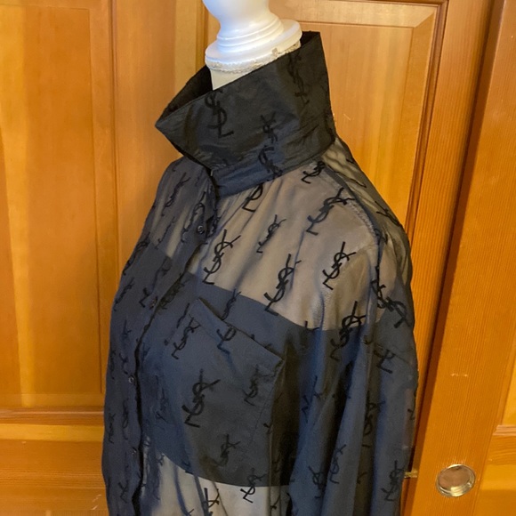 Authentic YSL Saint Laurent Women’s Black sheer button front shirt. FR38 - Picture 16 of 16